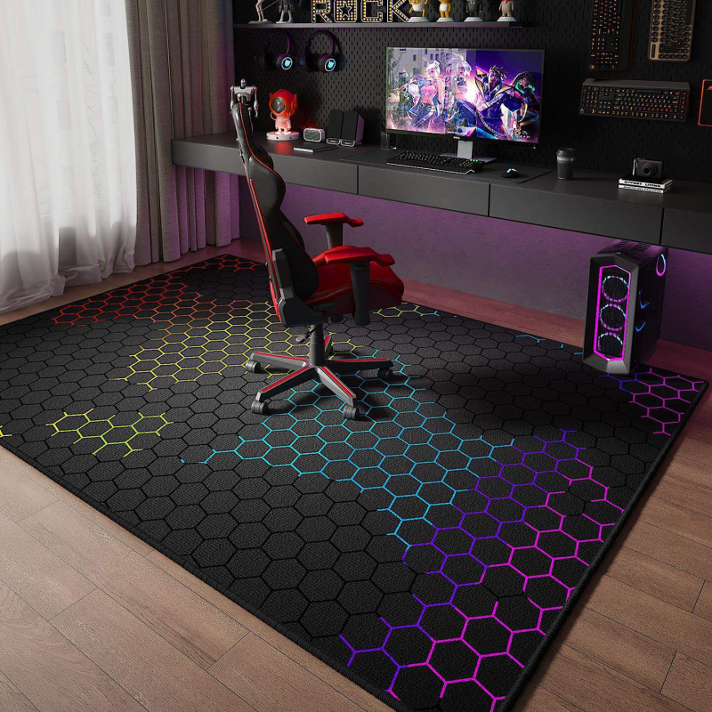 VIKAMA Neon Hexagon Grid Gamin - Esports Gaming Hotel ulasan dan harga