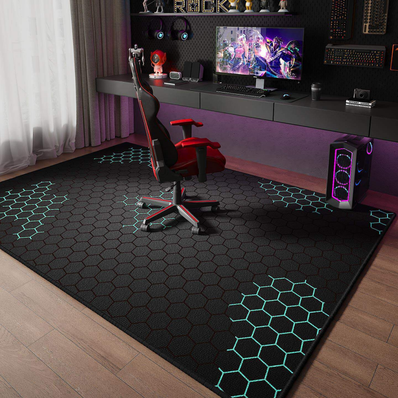 VIKAMA Neon Hexagon Grid Gamin - Esports Gaming Hotel ulasan dan harga
