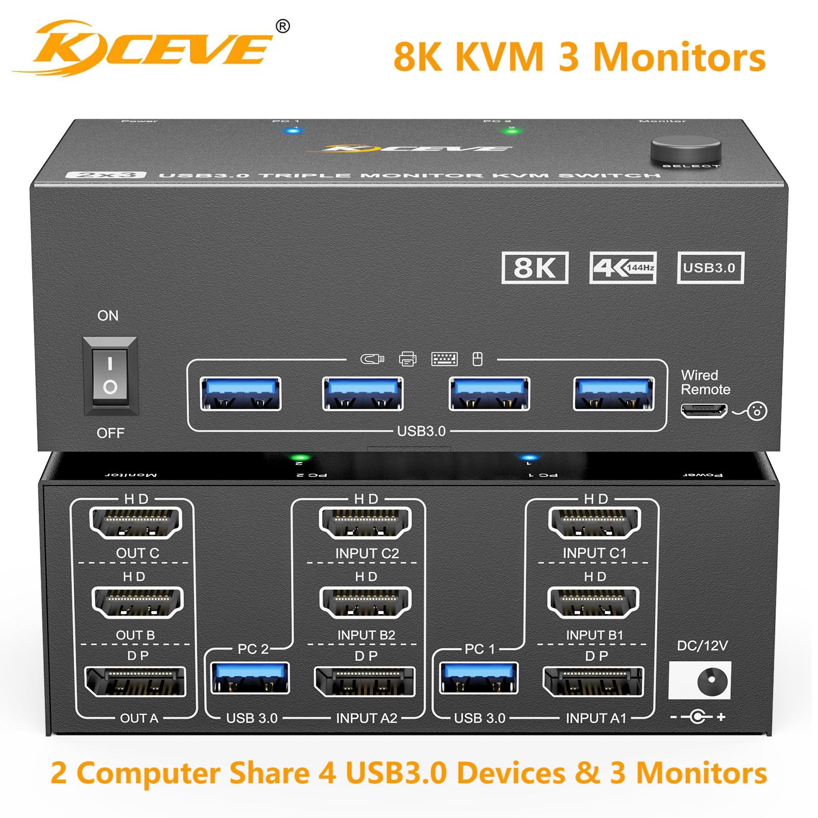 KCEVE 8K Tripe 3 Monitors KVM  - Keyboard Tenkeyless ulasan dan harga