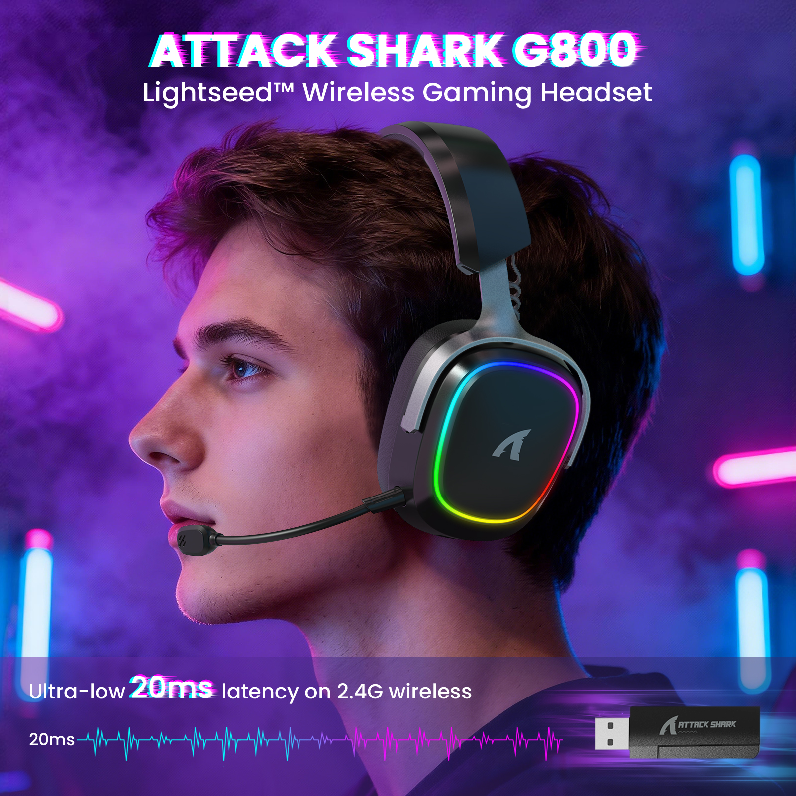 ATTACK SHARK G800 Wireless Gam - Esports Wireless Gaming Headset ulasan dan harga